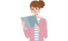 イラスト：女性がノートを開いている