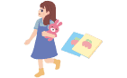 イラスト：子どもがぬいぐるみを抱いている