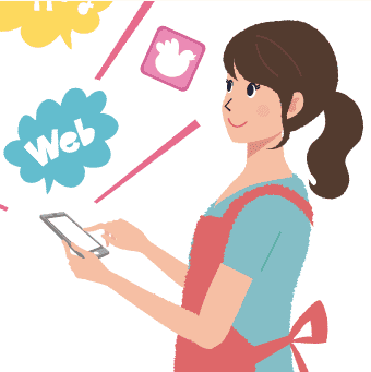 イラスト：女性がスマホを操作している